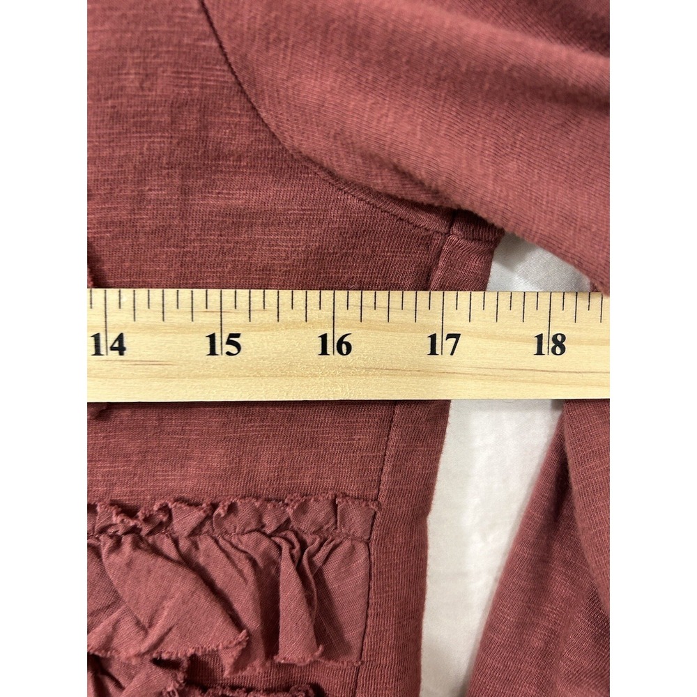Ivy Jane Womens XS Ruffle Tiered Slub Knit Long Sleeve Top Terracotta Rose Boho - Picture 5 of 14